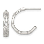 Sterling Silver Polished Chain Link C-Hoop Post Earrings