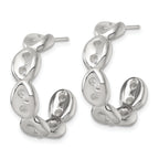 Sterling Silver Polished 7.0mm Puffed Mariner/Anchor Link Post C-Hoop Earrings