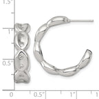 Sterling Silver Polished 7.0mm Puffed Mariner/Anchor Link Post C-Hoop Earrings