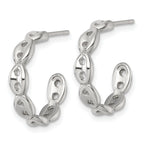 Sterling Silver Polished 4.0mm Puffed Mariner/Anchor Link Post C-Hoop Earrings