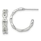Sterling Silver Polished 4.0mm Puffed Mariner/Anchor Link Post C-Hoop Earrings