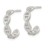 Sterling Silver Polished Anchor Link C-Hoop Post Earrings