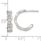 Sterling Silver Polished Anchor Link C-Hoop Post Earrings
