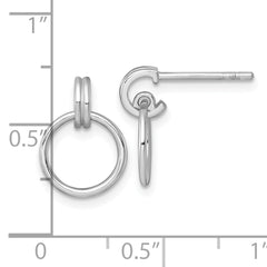 Sterling Silver Rhodium-plated Polished Circle Post Dangle Earrings