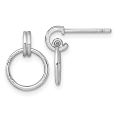 Sterling Silver Rhodium-plated Polished Circle Post Dangle Earrings