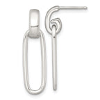 Sterling Silver Polished Elongated Oval Dangle Post Earrings