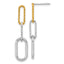 Sterling Silver Rhodium and Gold-plated Three Link Textured Dangle Post Earrings