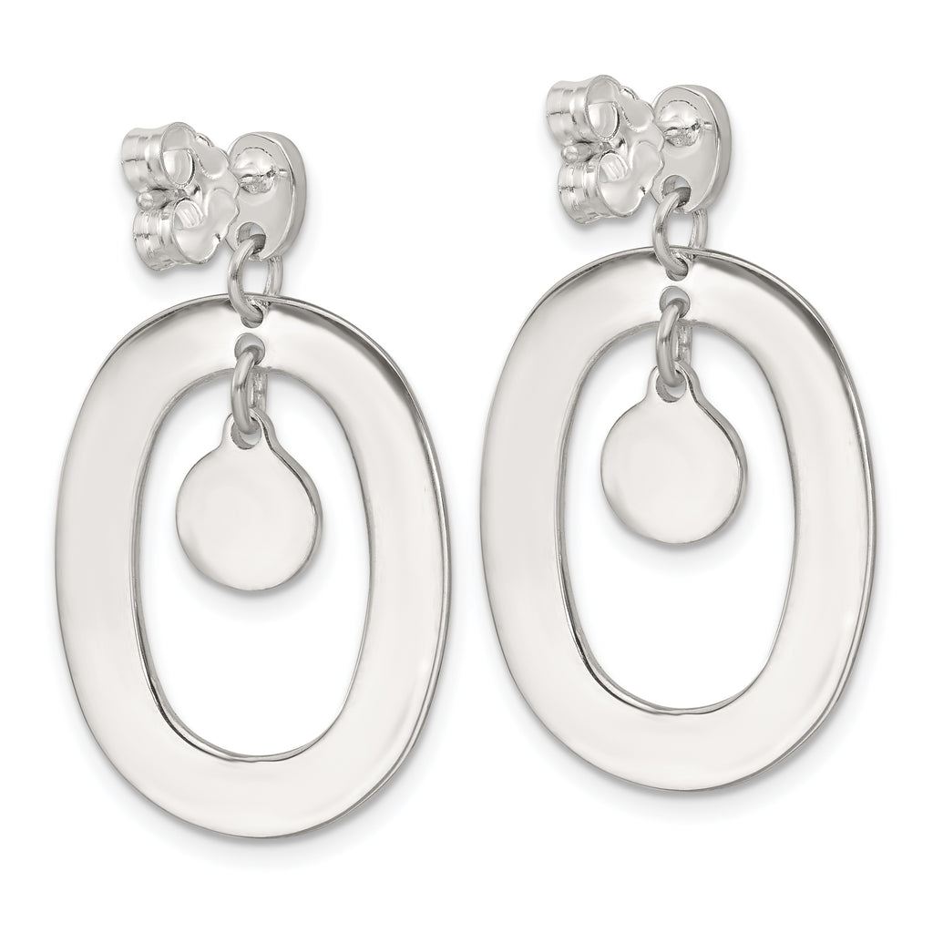 Sterling Silver Open Oval with Mother of Pearl Dangle Post Earrings