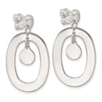 Sterling Silver Open Oval with Mother of Pearl Dangle Post Earrings