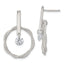Sterling Silver Polished Twisted Circle with Moveable White CZ Dangle Post Earrings