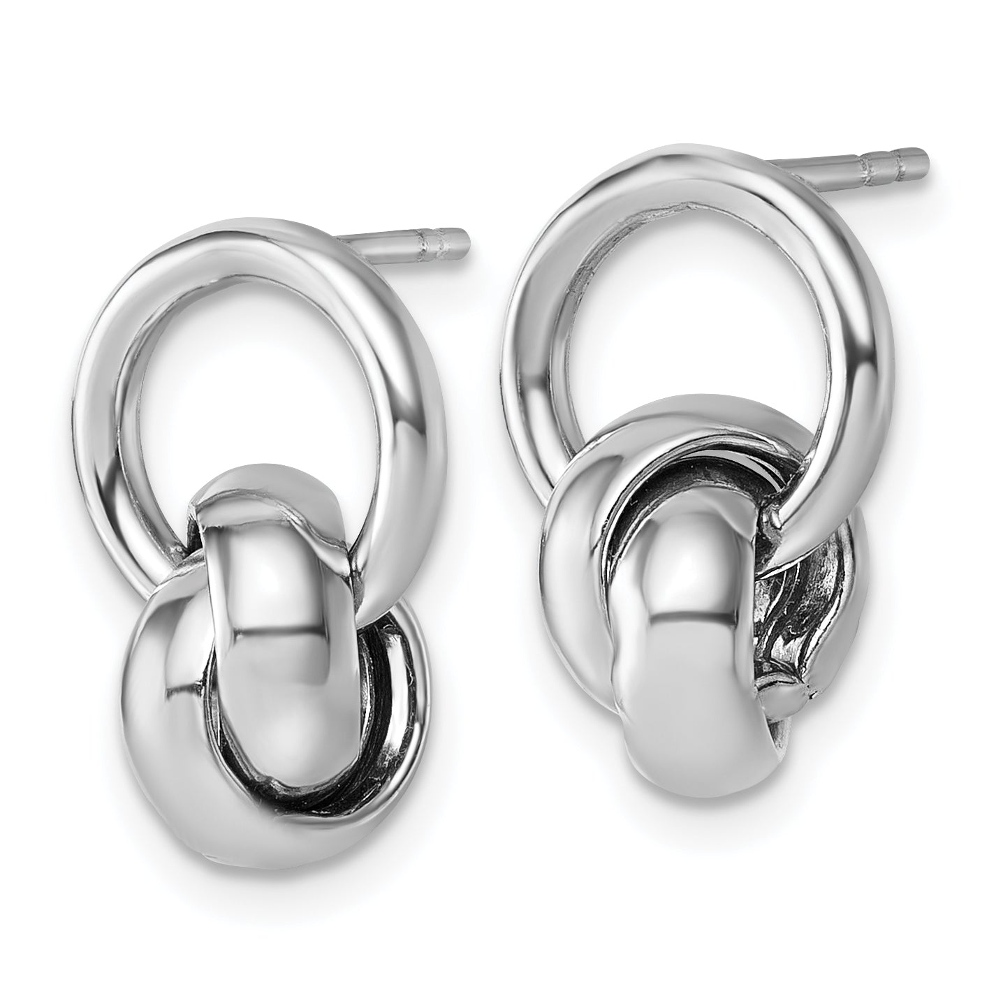 Sterling Silver Rhodium-plated Polished Love Knot Dangle Post Earrings Secondary image