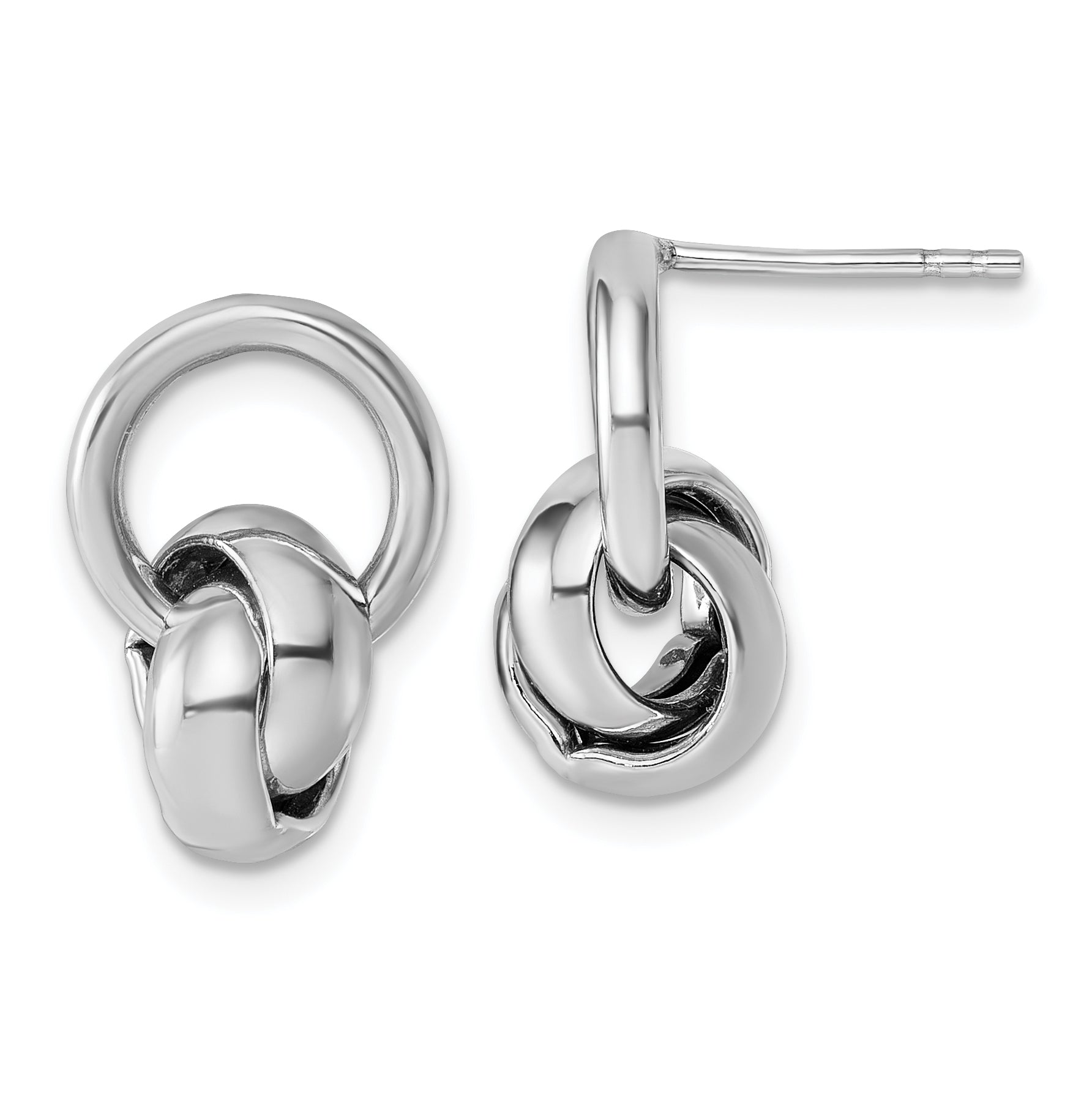 Sterling Silver Rhodium-plated Polished Love Knot Dangle Post Earrings Main image