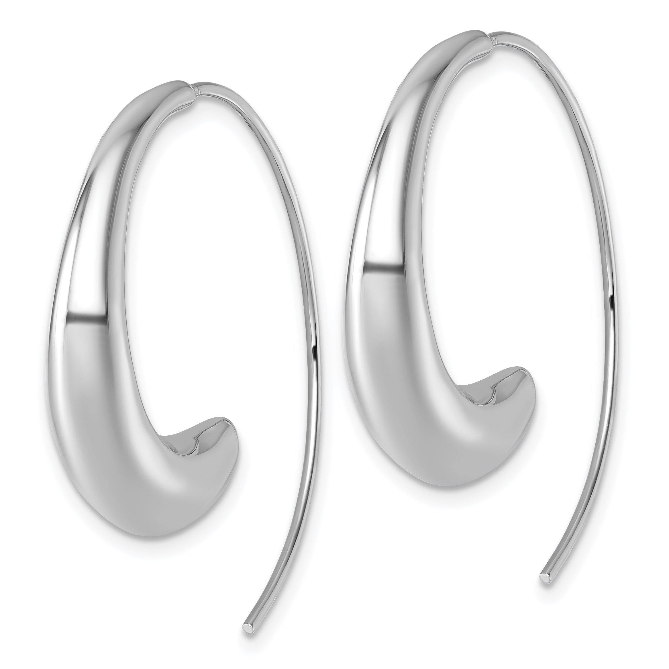 Sterling Silver Rhodium-plated Polished Graduated Circle Threader Earrings Secondary image