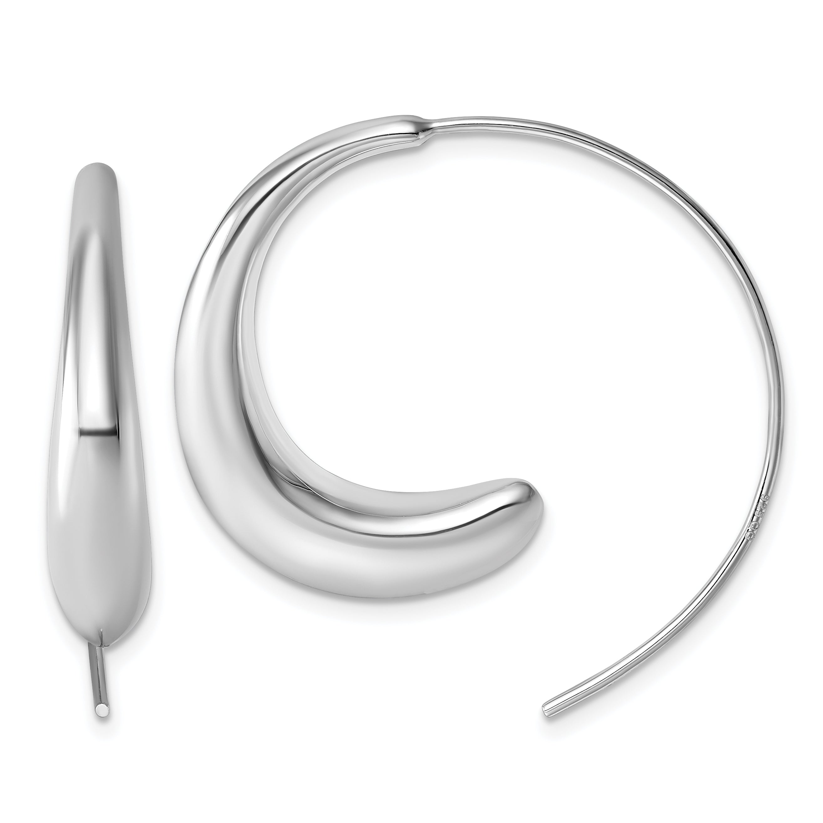 Sterling Silver Rhodium-plated Polished Graduated Circle Threader Earrings Main image