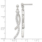 Sterling Silver Polished Fancy CZ Swirl Post Dangle Earrings