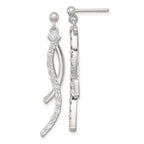 Sterling Silver Polished Fancy CZ Swirl Post Dangle Earrings