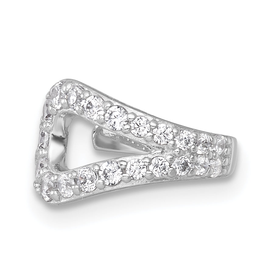 Sterling Silver Rhodium-plated Polished CZ Single Ear Cuff Secondary image