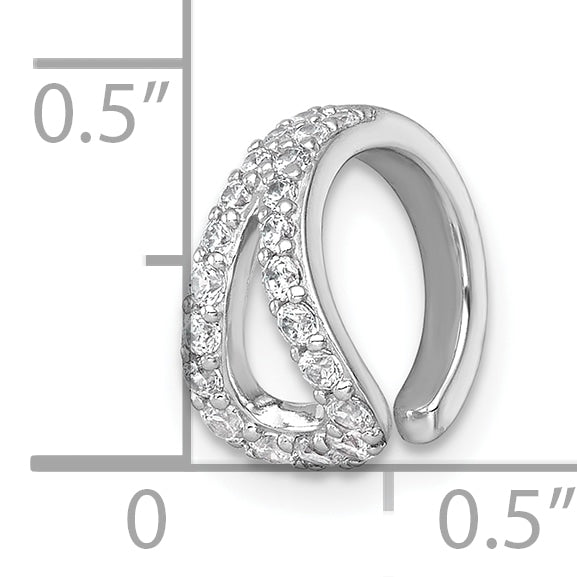 Sterling Silver Rhodium-plated Polished CZ Single Ear Cuff