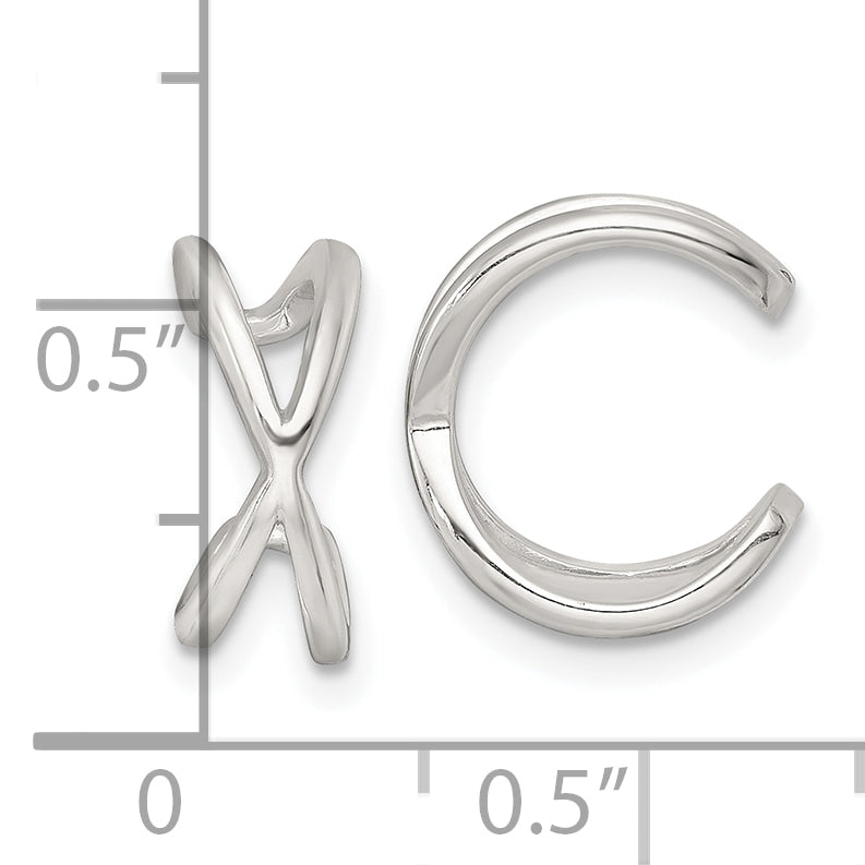 Sterling Silver Polished -X- Criss Cross Pair of Ear Cuffs