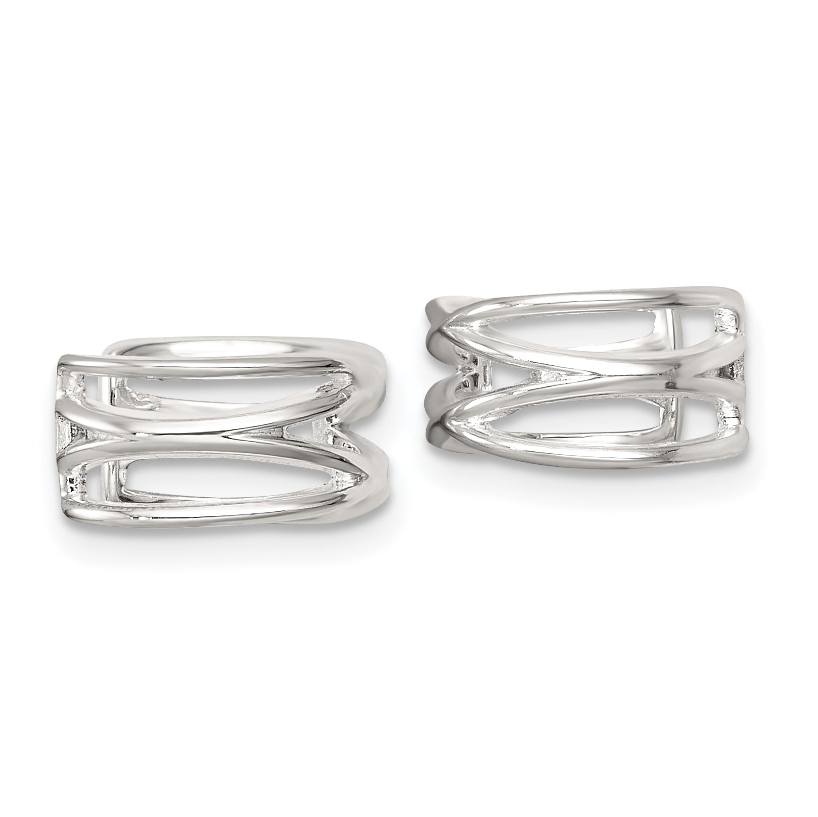 Sterling Silver Polished Double CriSterling Silver CroSterling Silver Pair of Ear Cuffs Secondary image