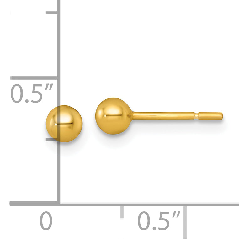 Sterling Silver Gold-tone Polished 3.75mm Ball Post Earrings