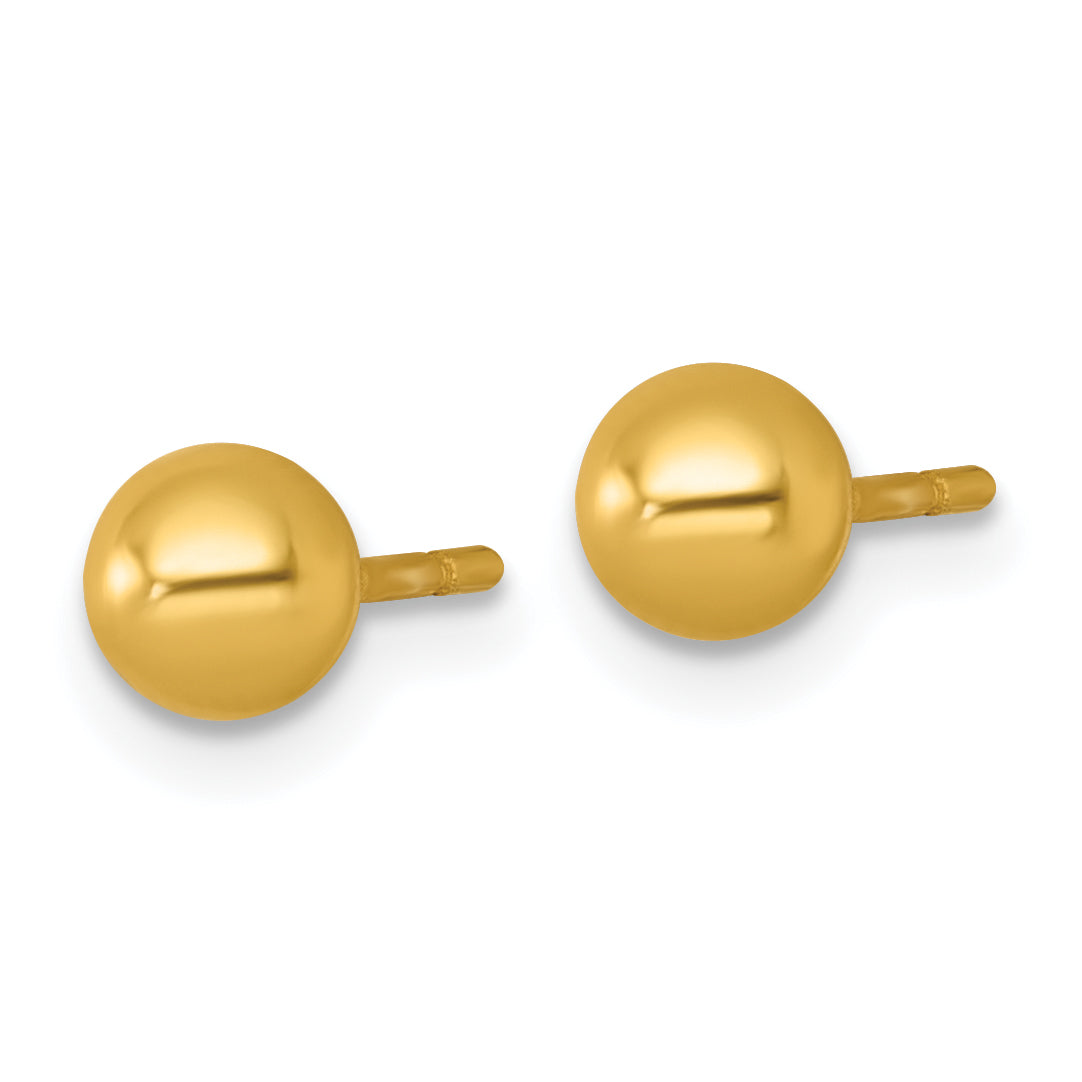 Sterling Silver Gold-tone Polished 4.75mm Ball Post Earrings Secondary image