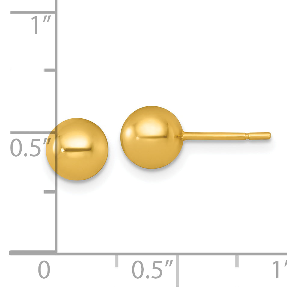 Sterling Silver Gold-tone Polished 6.75mm Ball Post Earrings
