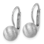 Sterling Silver Rhodium-plated Scratch Finish 7.00mm Ball Leverback Earrings