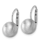 Sterling Silver Rhodium-plated Scratch Finish 10.00mm Ball Leverback Earrings