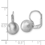 Sterling Silver Rhodium-plated Scratch Finish 10.00mm Ball Leverback Earrings