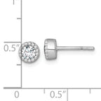 Sterling Silver Rhodium-plated Polished Beaded 6mm CZ Stud Earrings