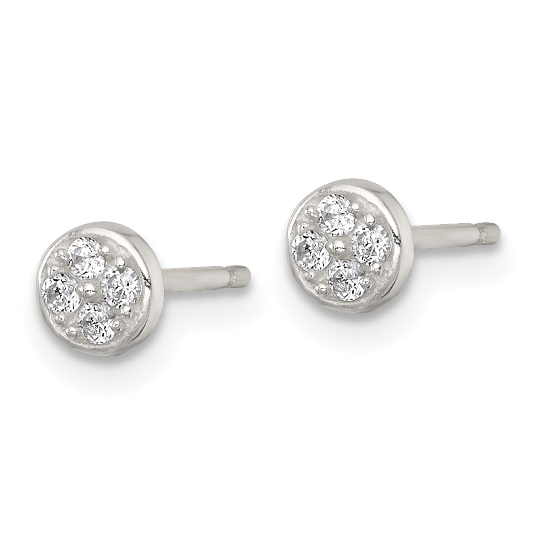 Sterling Silver Polished White CZ Cluster 5.00mm Circle Post Earrings Secondary image