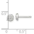 Sterling Silver Polished White CZ Cluster 5.00mm Circle Post Earrings