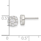 Sterling Silver Polished White CZ Cluster 6.85mm Post Earrings
