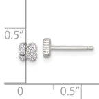 Sterling Silver Polished Textured White CZ 4.3mm Quatrefoil Post Earrings