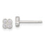 Sterling Silver Polished Textured White CZ 4.3mm Quatrefoil Post Earrings