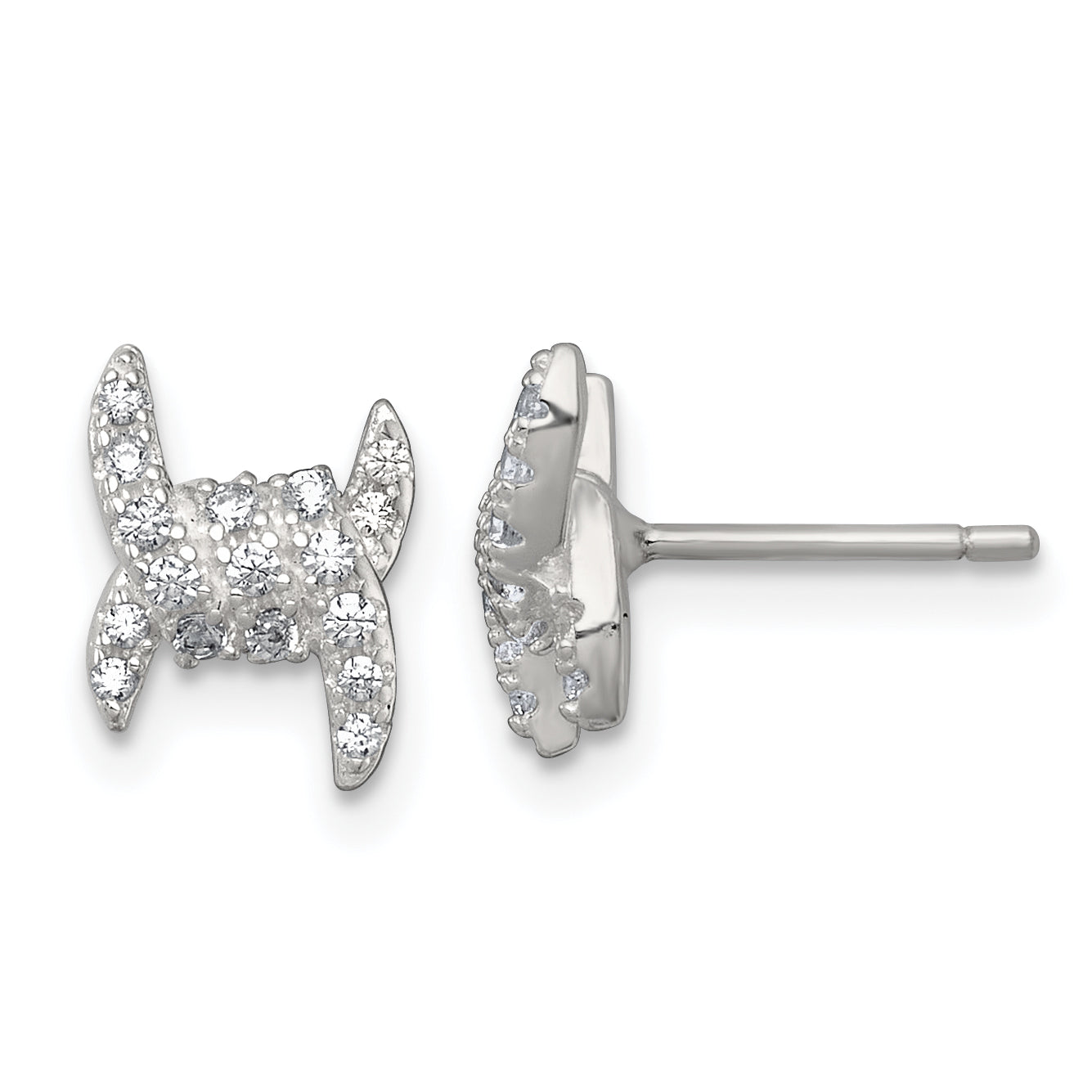 Sterling Silver Polished Fancy Ribbon CZ Post Earrings Main image