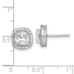 Sterling Silver Rhodium-plated Polished 10.0mm Cushion CZ Halo Post Earrings