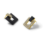 Square Cubic Zirconia Stud Dangle Earrings in Gold-Plated Sterling Silver - Sophia Jewelers