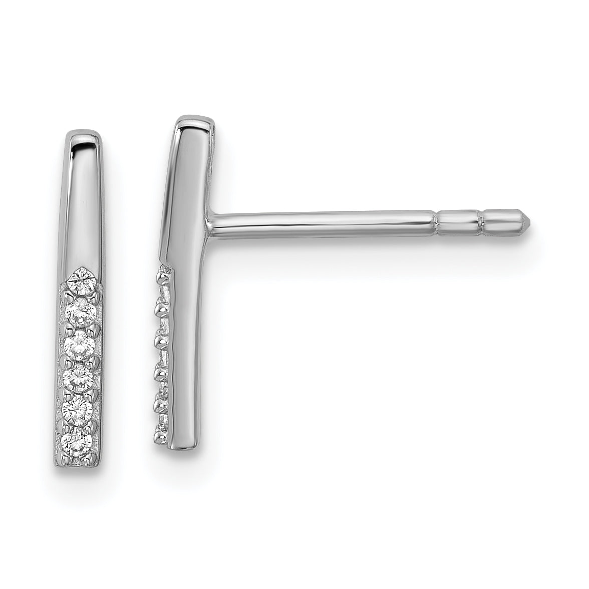 Sterling Silver Rhodium-plated CZ Polished Bar Post Earrings Main image