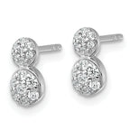 Sterling Silver Rhodium-plated Polished Fancy CZ Two Circles Post Earrings