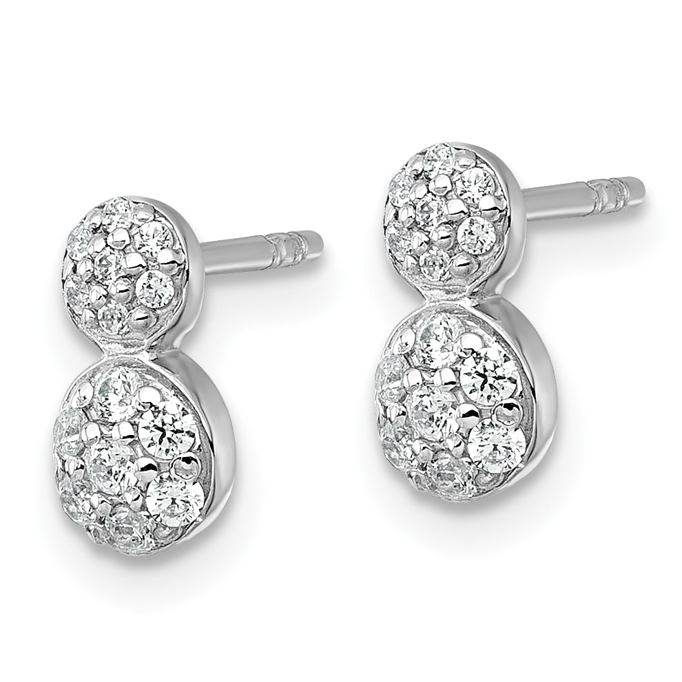 Sterling Silver Rhodium-plated Polished Fancy CZ Two Circles Post Earrings