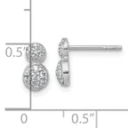 Sterling Silver Rhodium-plated Polished Fancy CZ Two Circles Post Earrings
