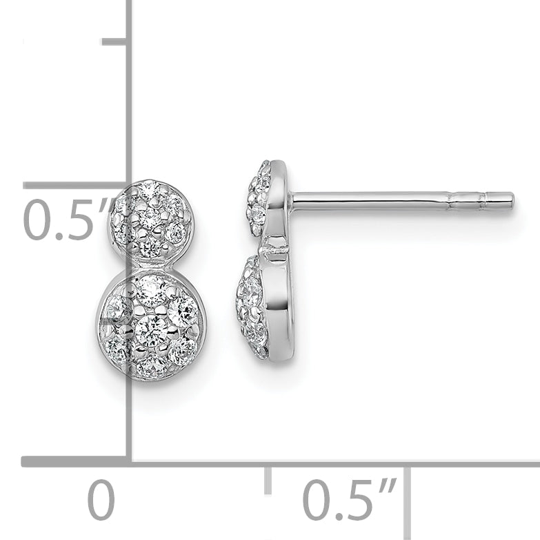 Sterling Silver Rhodium-plated Polished Fancy CZ Two Circles Post Earrings