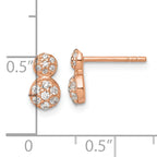 Sterling Silver Rose Gold-plated Polished Fancy CZ Two Circles Post Earrings