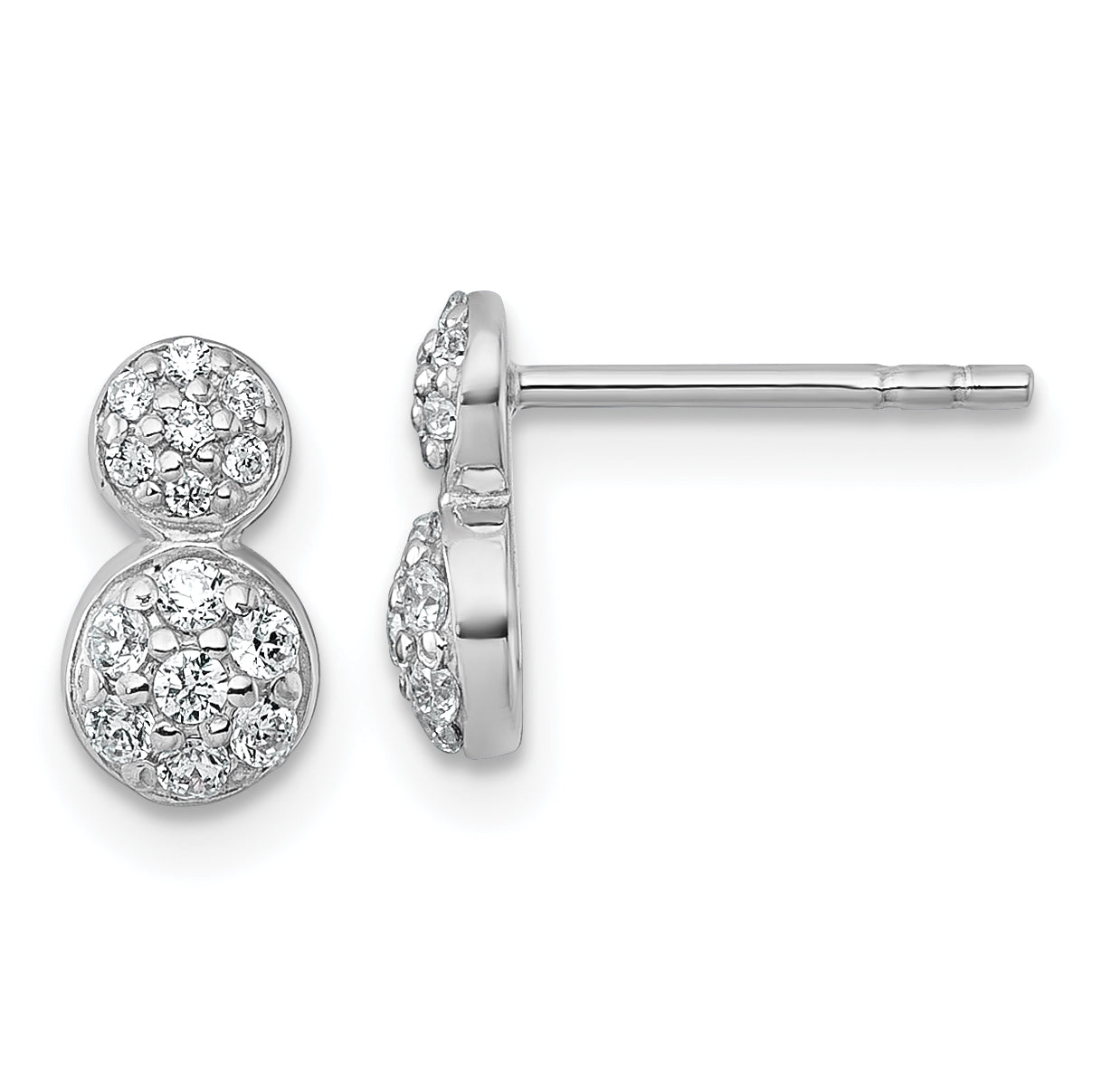 Sterling Silver Rhodium-plated Polished Fancy CZ Two Circles Post Earrings Main image