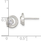 Sterling Silver Polished CZ in Circle Post Earrings
