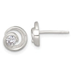 Sterling Silver Polished CZ in Circle Post Earrings