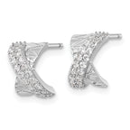 Sterling Silver Rhodium-plated Polished and Grooved -X- CZ Post Earrings