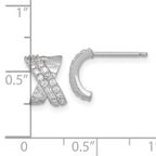 Sterling Silver Rhodium-plated Polished and Grooved -X- CZ Post Earrings